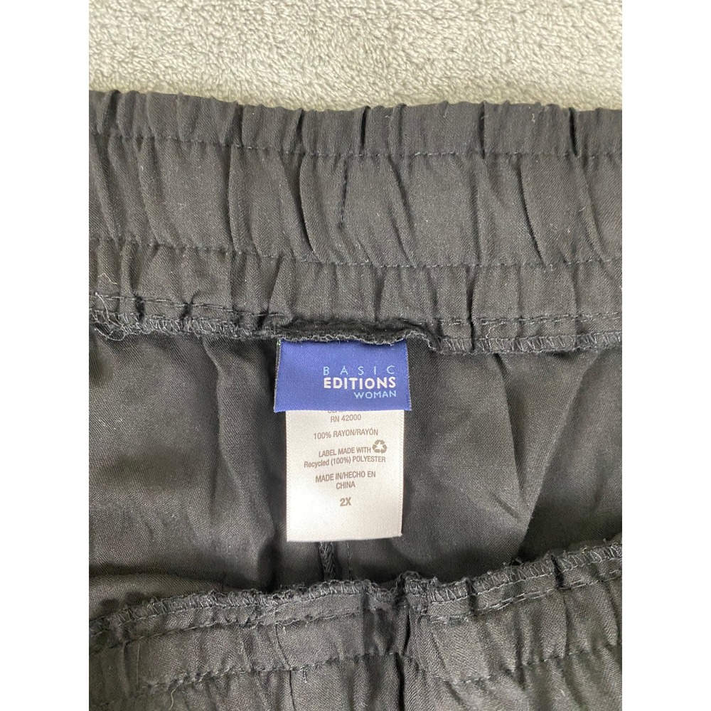 Basic Editions Woman 2X Black Rayon Blend Lounge Pants Drawstring Waist NWT - Picture 3 of 12